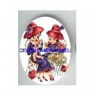 RED HAT BETTY BOOP TEA TIME UNSET CAMEO PORCELAIN CAB