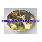 3 VICTORIAN CAT CHASING SQUIRREL  * UNSET CAMEO PORCELAIN CAB