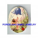BABY FAIRY RING FLOWER BELL SNAIL LADYBUG* UNSET CAMEO PORCELAIN CAB