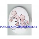 2 KEWPIE BABY WASHING DUCK CAMEO PORCELAIN CAB 18X25MM