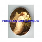 VICTORIAN BUTTERFLY FAIRY SMELL FLOWER* UNSET CAMEO PORCELAIN CAB