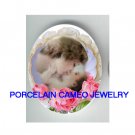 MOTHER KISSING BABY ROSE* UNSET CAMEO PORCELAIN CAB