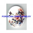 HUMMINGBIRD WITH HIBISCUS* UNSET CAMEO PORCELAIN CAB