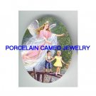 GUARDIAN ANGEL CHILD BRIDGE* UNSET CAMEO PORCELAIN CAB