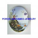 FAIRY RIDING SNAIL BUTTERFLY UNSET CAMEO PORCELAIN CAB