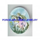WHITE UNICORN HORSE FAIRY PRINCESS CAMEO PORCELAIN CAB