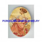 ALPHONSE MUCHA POPPY LADY * UNSET CAMEO PORCELAIN CAB
