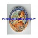 ALPHONSE MUCHA  LADY * UNSET CAMEO PORCELAIN CAB
