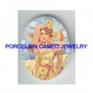 ALPHONSE MUCHA  DAISY LADY * UNSET CAMEO PORCELAIN CAB