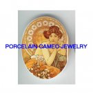 ALPHONSE MUCHA LADY * UNSET CAMEO PORCELAIN CAB