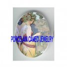 ALPHONSE MUCHA FLOWER LADY * UNSET CAMEO PORCELAIN CAB