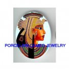 EGYPT PAPYRUS QUEEN CLEOPATRA  * UNSET CAMEO PORCELAIN CAB