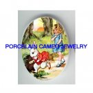 ALICE IN WONDERLAND CHASE RABBIT* UNSET CAMEO PORCELAIN CAB