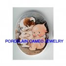 KEWPIE BABY WITH PUPPY DOG* UNSET CAMEO PORCELAIN CAB