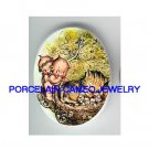 KEWPIE BABY WITH BABY BIRD AND CAT* UNSET CAMEO PORCELAIN CAB