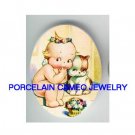 KEWPIE BABY PUPPY DOG FLOWER* UNSET CAMEO PORCELAIN CAB