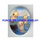 3 KEWPIE MERMAID BABY * UNSET CAMEO PORCELAIN CAB