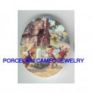 THREE LITTLE PIGS WITH WOLF* UNSET CAMEO PORCELAIN CAB