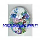 HUMMINGBIRD WITH MORNING GLORY* UNSET CAMEO PORCELAIN CAB