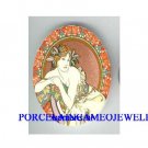 ALPHONSE MUCHA FLOWER LADY * UNSET CAMEO PORCELAIN CAB