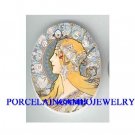 ALPHONSE MUCHA FLOWER LADY * UNSET CAMEO PORCELAIN CAB