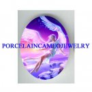 RAINBOW ANGEL MOUNTAIN UNSET CAMEO PORCELAIN CAB 30X40