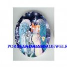 WHITE UNICORN HORSE WITH ANGEL CAMEO PORCELAIN CAB