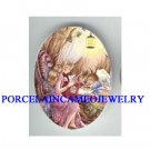 BUTTERFLY FAIRY READ TO RABBIT BUNNY* UNSET CAMEO PORCELAIN CAB