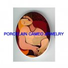 PICASSO LADY IN THOUGH * UNSET CAMEO PORCELAIN CAB 18X25MM