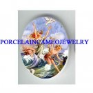 3 VICTORIAN MERMAID FAIRY SEAGULL  WAVE * UNSET CAMEO PORCELAIN CAB