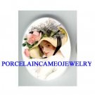 VICTORIAN PINK ROSE HAT LADY* UNSET CAMEO PORCELAIN CAB