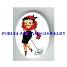 BETTY BOOP IN RED WALKING HER DOG* UNSET CAMEO PORCELAIN CAB