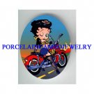 BETTY BOOP MOTORCYCLE BIKER UNSET CAMEO PORCELAIN CAB