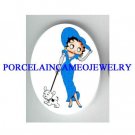 BETTY BOOP IN BLUE WALKING HER DOG* UNSET CAMEO PORCELAIN CA