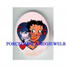 PUPPY DOG  KISSING BETTY BOOP LOVE HEART* UNSET CAMEO PORCELAIN CAB