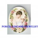MOTHER HOLDING BABY PINK ROSE* UNSET CAMEO PORCELAIN CAB