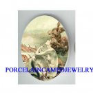 VICTORIAN MERMAID WITH FISH* UNSET CAMEO PORCELAIN CAB