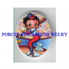 BETTY BOOP PLAY BASEBALL WITH DOG  * UNSET CAMEO PORCELAIN CAB