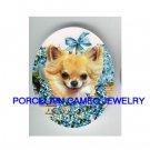 LONG HAIR CHIHUAHUA DOG FORGET ME NOT UNSET PORCELAINCAMEO CAB