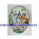 VICTORIAN FAIRY WITH SQUIRREL AND RABBIT * UNSET CAMEO PORCELAIN CAB