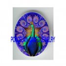 ART DECO NOUVEAU PURPLE PEACOCK PORCELAIN CAMEO CAB