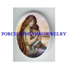 ART NOUVEAU MERMAID MOM CUDDLING BABY* UNSET CAMEO PORCELAIN CAB