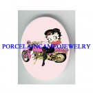 BETTY BOOP PURPLE MOTORCYCLE BIKER * UNSET CAMEO PORCELAIN CAB