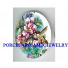 HUMMINGBIRD WITH PINK DOGWOOD * UNSET CAMEO PORCELAIN CAB