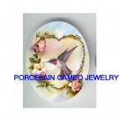HUMMINGBIRD ROSE HEART FORGET MENOT PORCELAIN CAMEO CAB