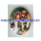 SAINT BERNARD DOG FAMILY WITH VICTORIAN GIRL* UNSET CAMEO PORCELAIN CAB