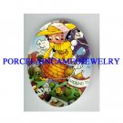 BETTY BOOP CAT DOG ON HOT BALLOON * UNSET CAMEO PORCELAIN CAB