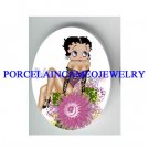 BETTY BOOP COLORFUL FLOWER  * UNSET CAMEO PORCELAIN CAB