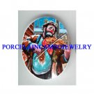 CIRCUS CLOWN PLAYING VIOLIN * UNSET CAMEO PORCELAIN CAB