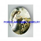 GUARDIAN ANGEL CHILD CHILDREN  UNSET PORCELAIN CAMEO CAB